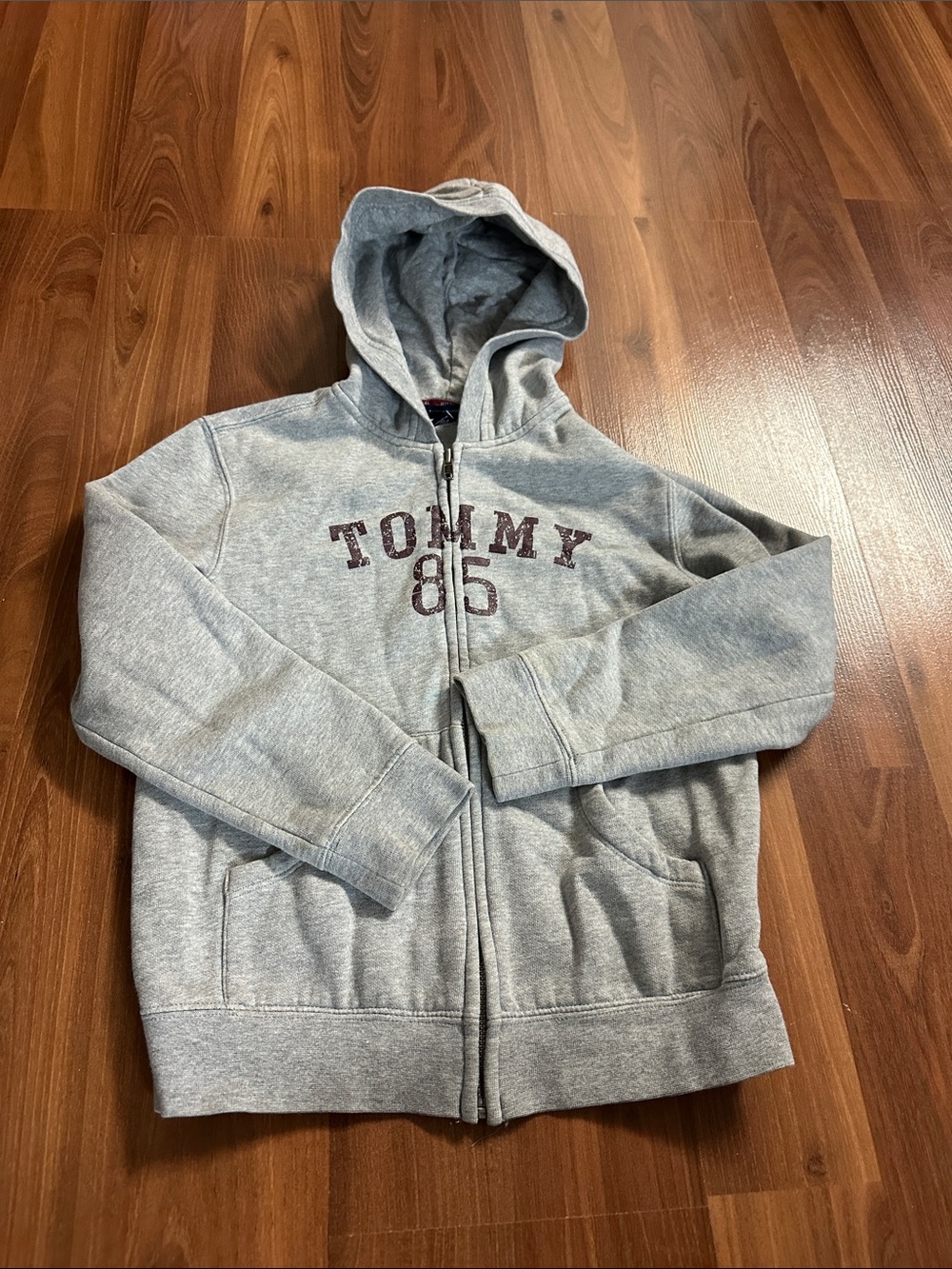 Kids Tommy Hilfiger Light Grey Zip-Up Hoodie with Logo